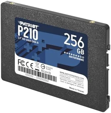 Close up of the Patriot P210 SSD label with specifications