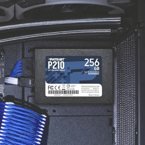 Patriot P210 SSD benchmark results on screen