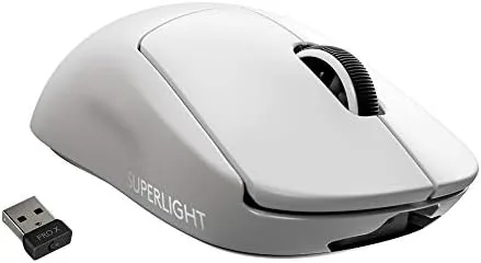 Logitech G PRO X Superlight white mouse on a desk