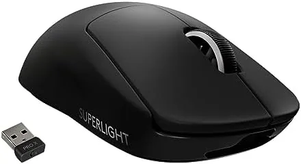Logitech G PRO X Superlight black mouse on a dark desk