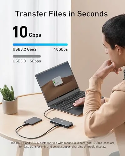The Anker USB-C Hub, 8-in-1 Multiport Ethernet Adapter with 4K@60Hz HDMI in real use