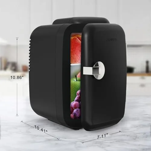 CROWNFUL mini fridge with the door open showing contents