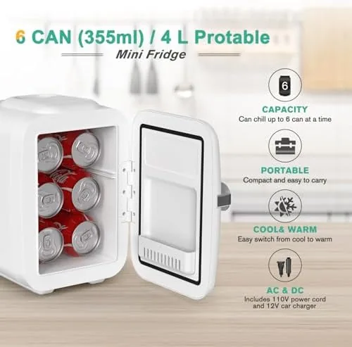 White CROWNFUL fridge running next to a monitor