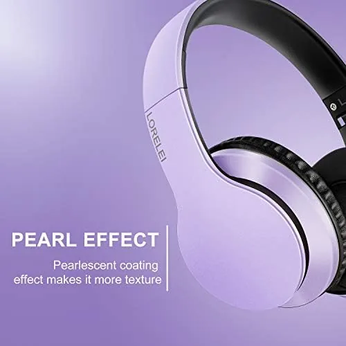 Close look at the Lorelei X6 Over-Ear Headphones with Microphone, Purple-Black Lightweight Foldable & build quality