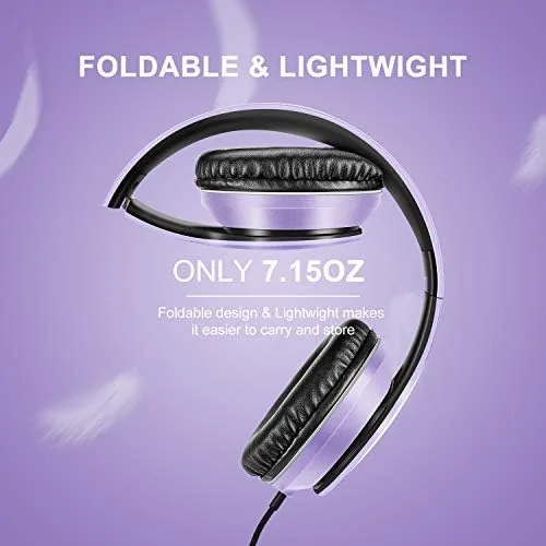 The Lorelei X6 Over-Ear Headphones with Microphone, Purple-Black Lightweight Foldable & in real use