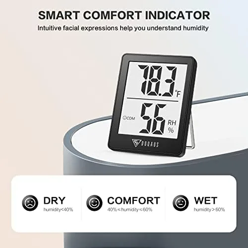 The DOQAUS 3 Pack Digital Hygrometer Indoor Thermometer Humidity Monitor Black in real use