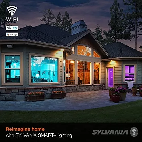 Smartphone showing the SYLVANIA app with four bulbs grouped