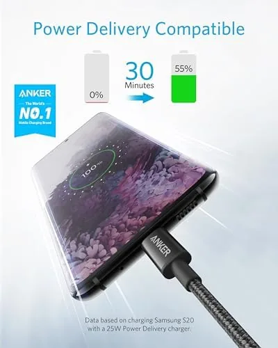 Anker cable connected to a tablet charging over USB-C