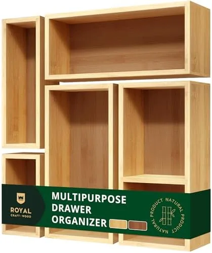 ROYAL CRAFT WOOD bamboo organizer pieces arranged on a counter