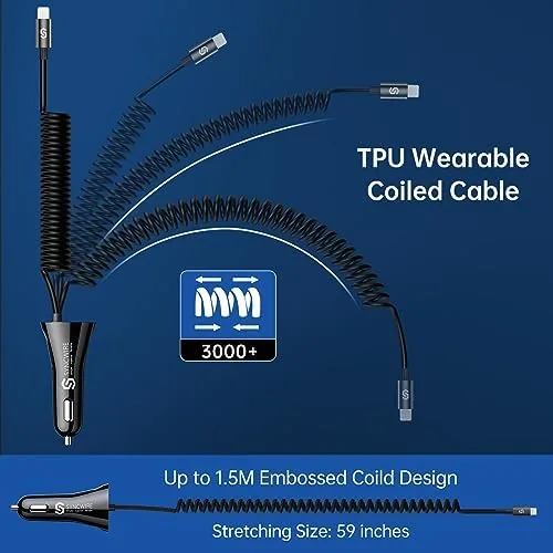 Another view of the Syncwire iPhone Car Charger - Upgrade [Apple MFi Certified] 4.8A/24W