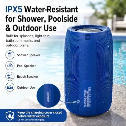 The Musibaby M68 Portable Wireless Speaker, 24H Playtime, Blue | Bluetooth in real use