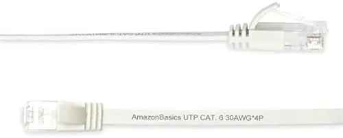 Close look at the Amazon Basics Cat 6 Ethernet RJ45 10Gbps Flat Network Cable build quality