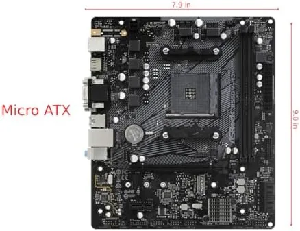 AM4 socket and the two DDR4 memory slots on the ASRock board