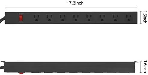 Close look at the HHOSET Heavy Duty Long 8 Outlets, 14AWG Extension Cord, Black build quality
