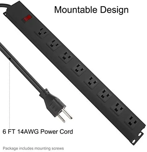 The HHOSET Heavy Duty Long 8 Outlets, 14AWG Extension Cord, Black in real use