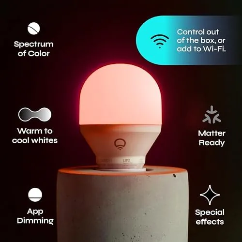 Close look at the LIFX Color Smart Light Bulbs (2-Pack) A19 E26, Matter Compatible build quality