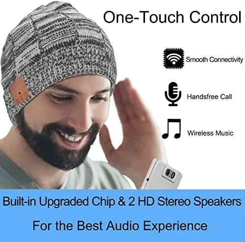 The Bluetooth Beanie Hat Headphones, 23H Playtime, Cool Christmas Tech Gifts in real use