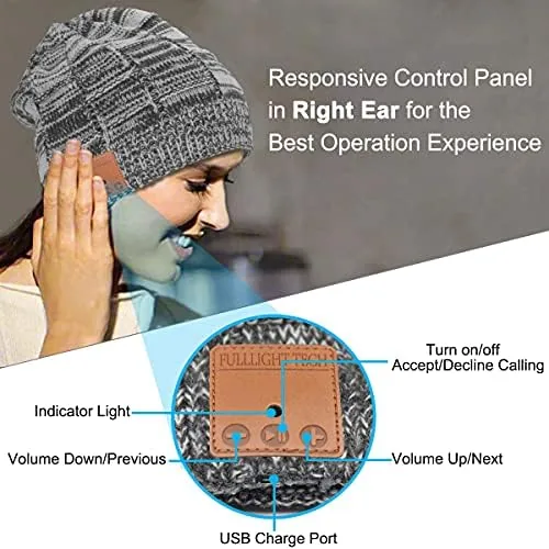 Another view of the Bluetooth Beanie Hat Headphones, 23H Playtime, Cool Christmas Tech Gifts