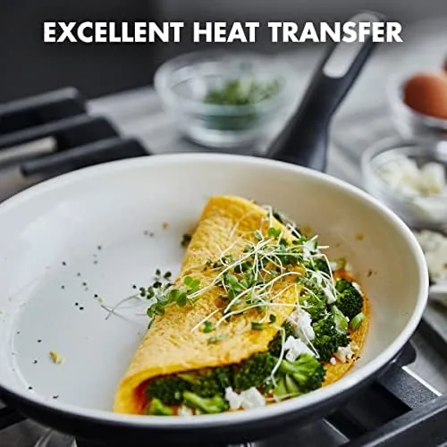 The GreenPan Rio beside a traditional nonstick pan for comparison