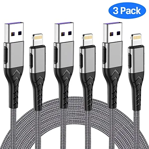 Close look at the iPhone Charger, [Apple MFi Certified] 3Pack 6FT USB A Cable build quality