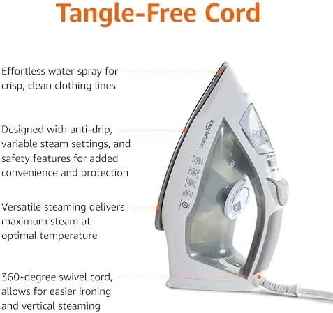 The Amazon Basics Steam Iron for Clothes with Safety Auto Shut-Off in real use