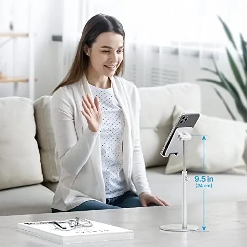 Another view of the OMOTON CA04 Aluminum Tablet Phone Stand, Adjustable Desk Stand Silver