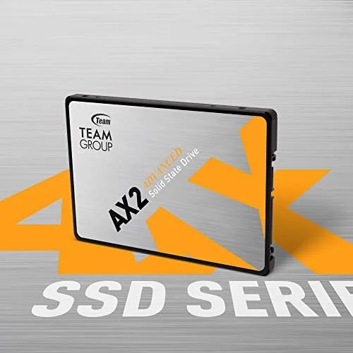 Close up of the SATA connectors and label on the TEAMGROUP AX2