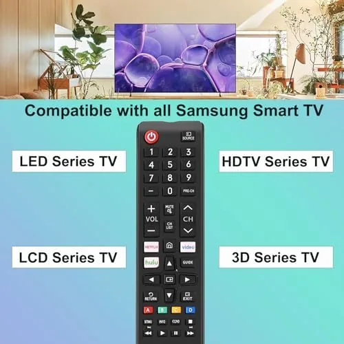 The EONCHARM remote in a guest bedroom next to the television
