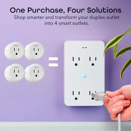 The Geeni Smart Wi-Fi 4 Outlet Plug, Surge Protection, Easy Install compared in context