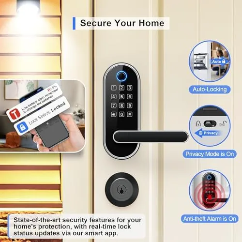 The Bluetooth Fingerprint Smart Lock with Handle & Keypad ,  Fits in real use