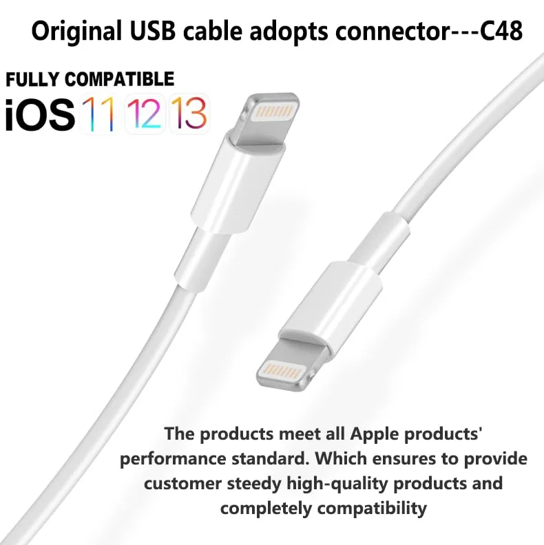 An MFi Lightning cable charging an iPad on a desk