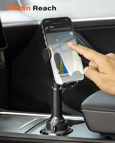 Close look at the APPS2Car Universal Car Cup Phone Holder | Quick Extension Long build quality