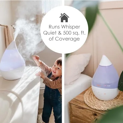 The Crane 4-in-1 White Drop Ultrasonic Cool Mist Humidifier with Sound in real use
