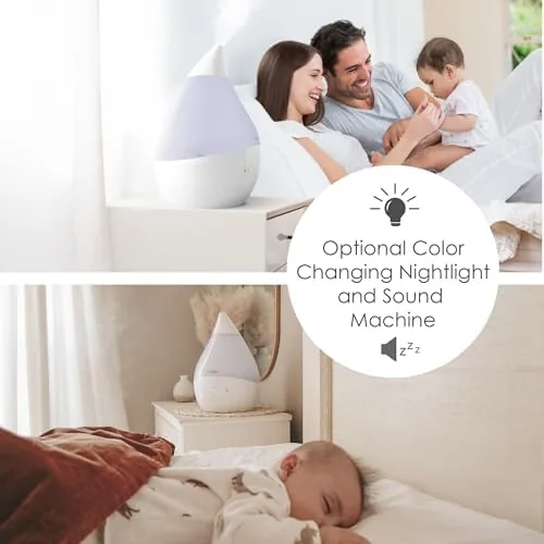 Another view of the Crane 4-in-1 White Drop Ultrasonic Cool Mist Humidifier with Sound