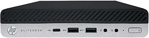 The rear panel of the HP EliteDesk 800 G5 Mini showing the ports