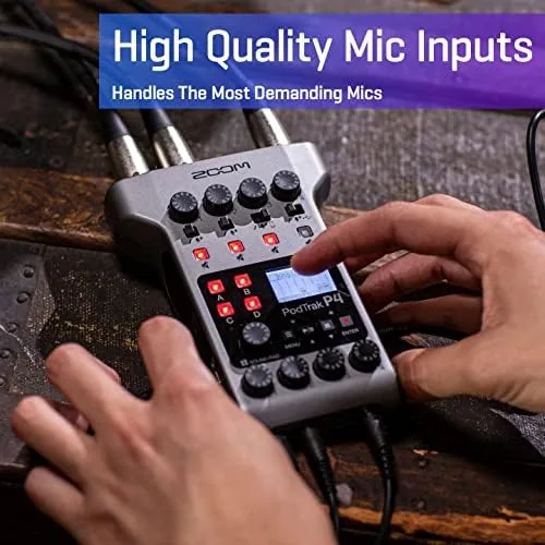 Close look at the Zoom PodTrak P4 Podcast Recorder with 4 XLR Mic Inputs build quality
