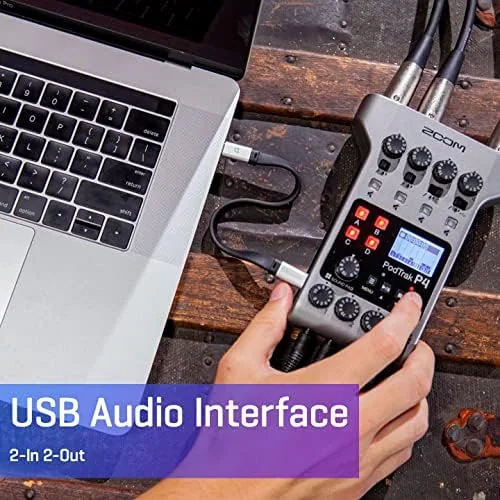 The Zoom PodTrak P4 Podcast Recorder with 4 XLR Mic Inputs in real use