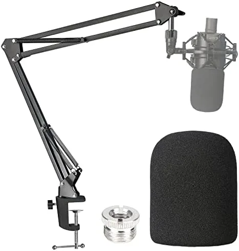 Audio-Technica AT2020 Mic Boom Arm with Foam Windscreen, Suspension Boom Scissor Arm Stand with Review: Tested and Rated