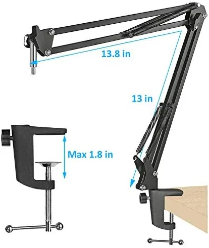 Another view of the Audio-Technica AT2020 Mic Boom Arm with Foam Windscreen, Suspension Boom