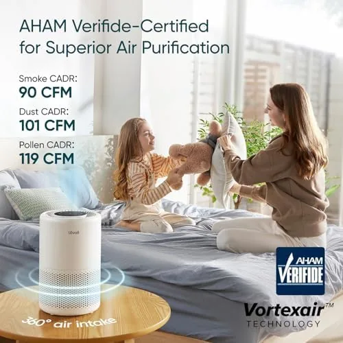 The Levoit Core 200S-P air purifier in a dorm room setting
