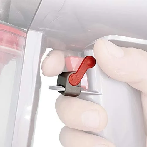 The REEYEAR trigger lock clamp attached to a Dyson V8 vacuum handle