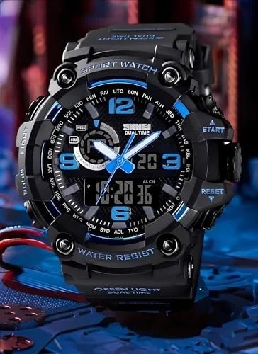 The Gosasa Men's Large Face Outdoor Sports Watches Military S-Shock Watch in real use