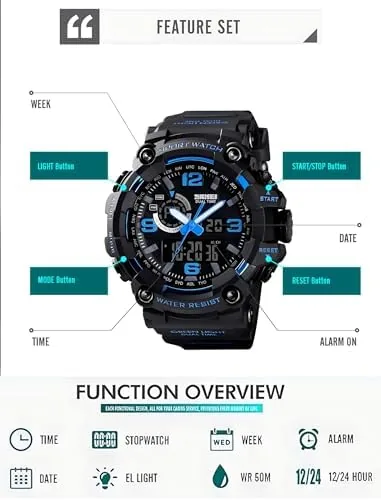 Another view of the Gosasa Men's Large Face Outdoor Sports Watches Military S-Shock Watch