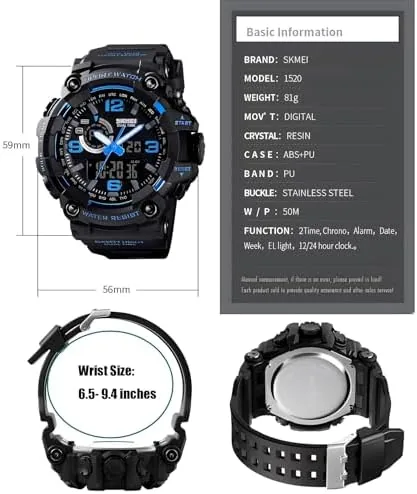 The Gosasa Men's Large Face Outdoor Sports Watches Military S-Shock Watch compared in context