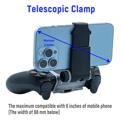 The Mcbazel phone mount folded flat next to the DualShock 4 controller for travel