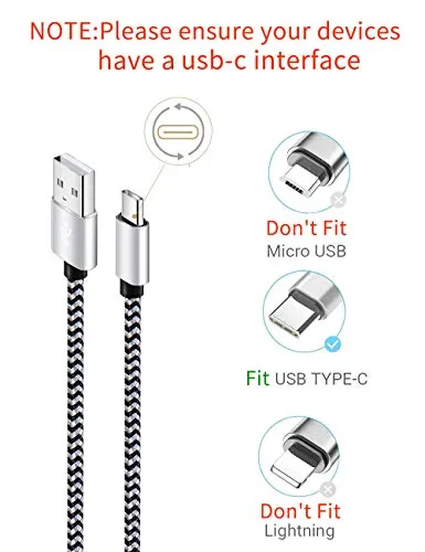 A braided USB C cable connected to a Samsung Galaxy phone