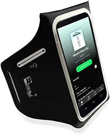 The waterproof Samsung Galaxy running armband on a wrist before a run