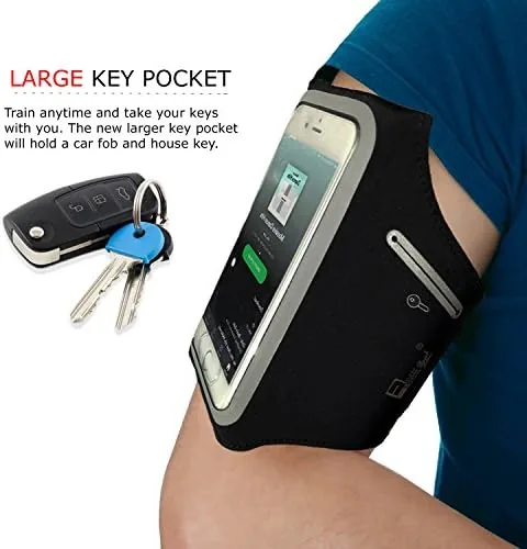 Close up of the sealed sleeve and closure strap on the running armband