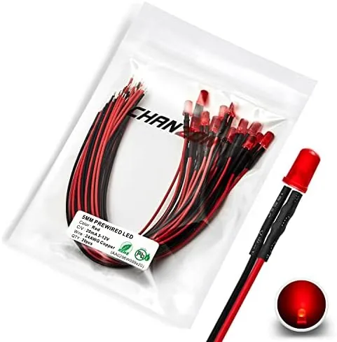 Overview of the CHANZON 20 pcs Pre-Wired 5mm Red LED Diode Lights (DC