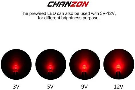 The CHANZON 20 pcs Pre-Wired 5mm Red LED Diode Lights (DC in real use